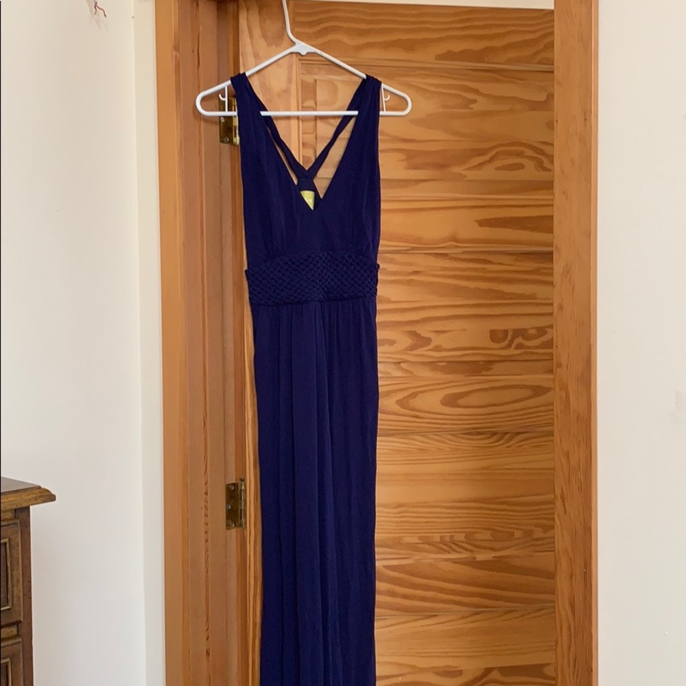 Beautiful dark blue Maeve dress from Nordstrom